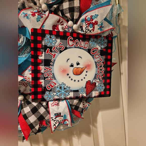 Handmade snowman wreath - Picture 3 of 4